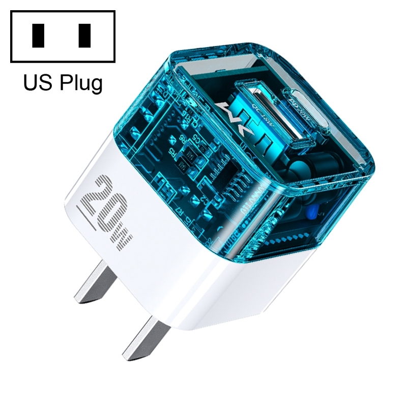 WEKOME WP-U149 20W USB+USB-C/Type-C Dual Port Transparent Charger Best for IPhone