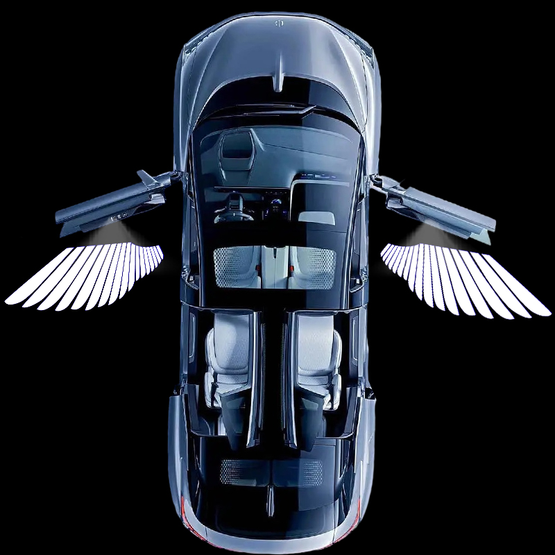 Wireless charging door welcome lights for cars, projection lights when opening the door, induction ambient floor lights, modified angel wings