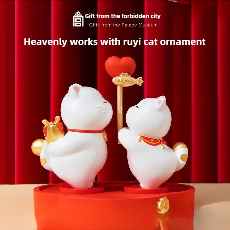 The Forbidden City Taobao | Auspicious Cat Ornament for a Perfect Match Cultural and Creative Wedding, Engagement, or Newlywed Gift for the Newlyweds