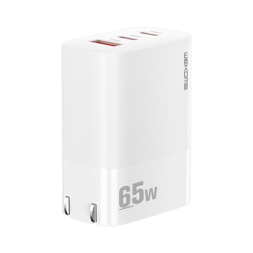 [SFWK0017] WEKOME WP-U145 65w Power Series USB+Dual USB-C/Type-C Port Gallium Nitride Charger, Specification:US Plug(White)